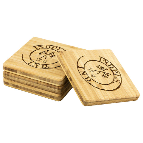 Image of Indy 500 Vintage Stamp Bamboo Coasters (4pc)
