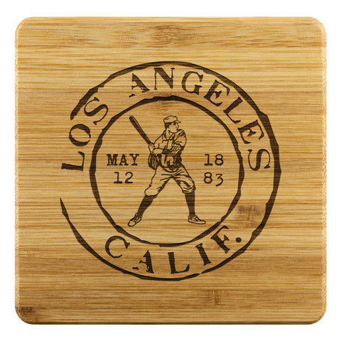 Image of Los Angeles Baseball Vintage Stamp Bamboo Coasters (4pc)