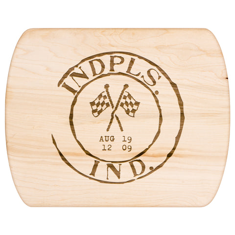 Image of Indy 500 Vintage Stamp Hardwood Rounded Cutting Board, Charcuterie Board, Cheese Board