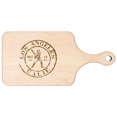 Image of Los Angeles Baseball Vintage Stamp Hardwood Paddle Cutting Board, Charcuterie Board, Cheese Board with Handle