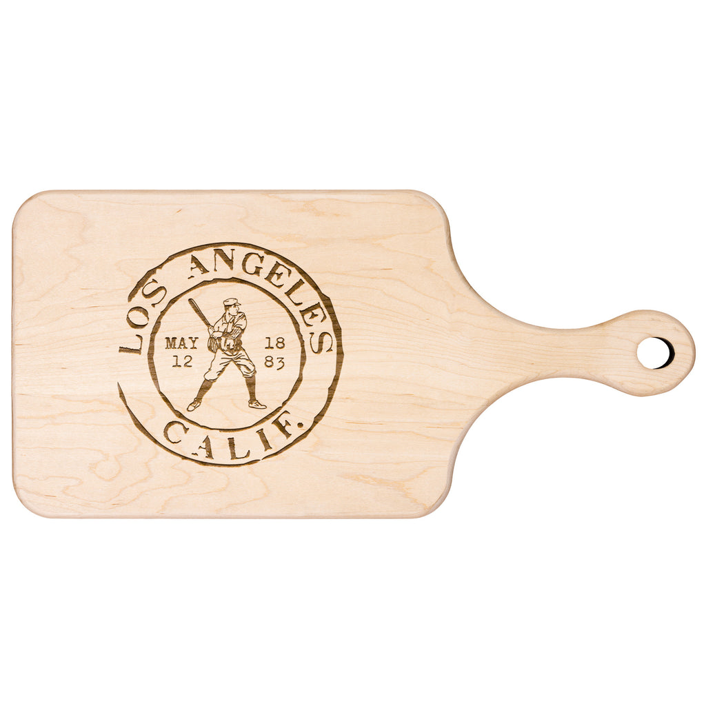 Los Angeles Baseball Vintage Stamp Hardwood Paddle Cutting Board, Charcuterie Board, Cheese Board with Handle