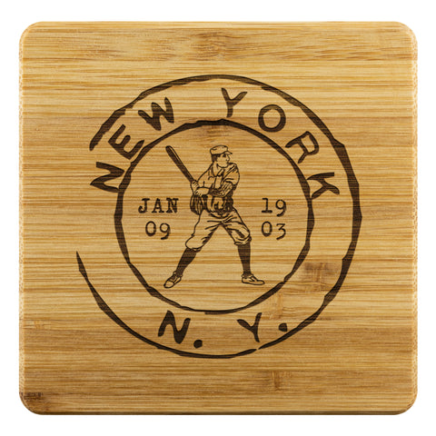 Image of New York Baseball Vintage Stamp Bamboo Coasters (4pc)