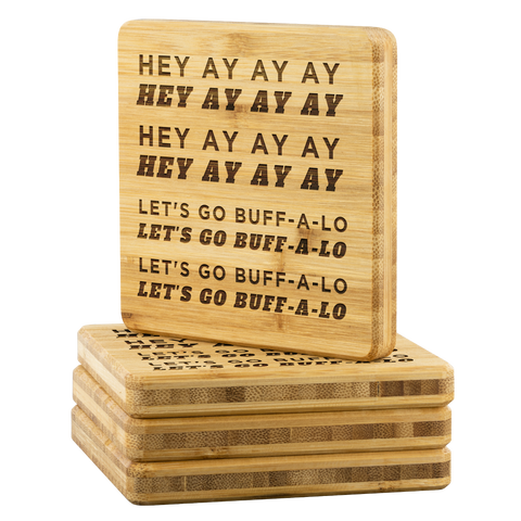 Image of Let's Go Buff-a-lo Bamboo Coasters
